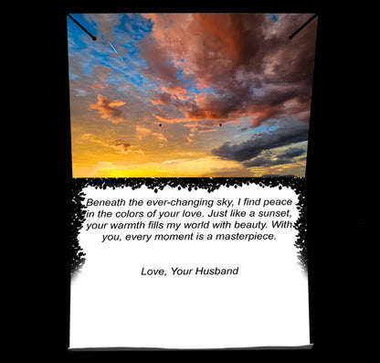 ever changing sky
message card
sunset
jewelry holding card