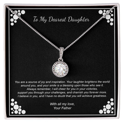 round CZ necklace with message card