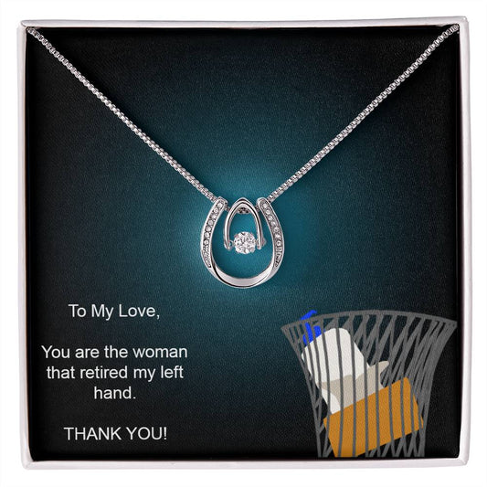 Dancing Motion Pendant on a comedic message card