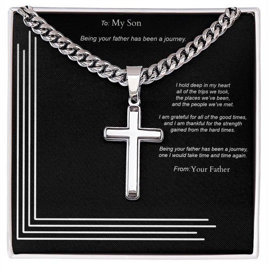 cross necklace on message card