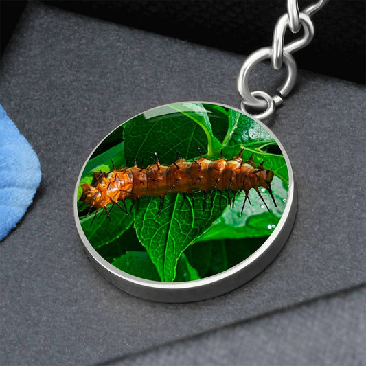 Passion Butterfly Caterpillar Luxury Keychain