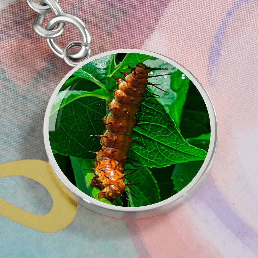 Passion Butterfly Caterpillar Luxury Keychain