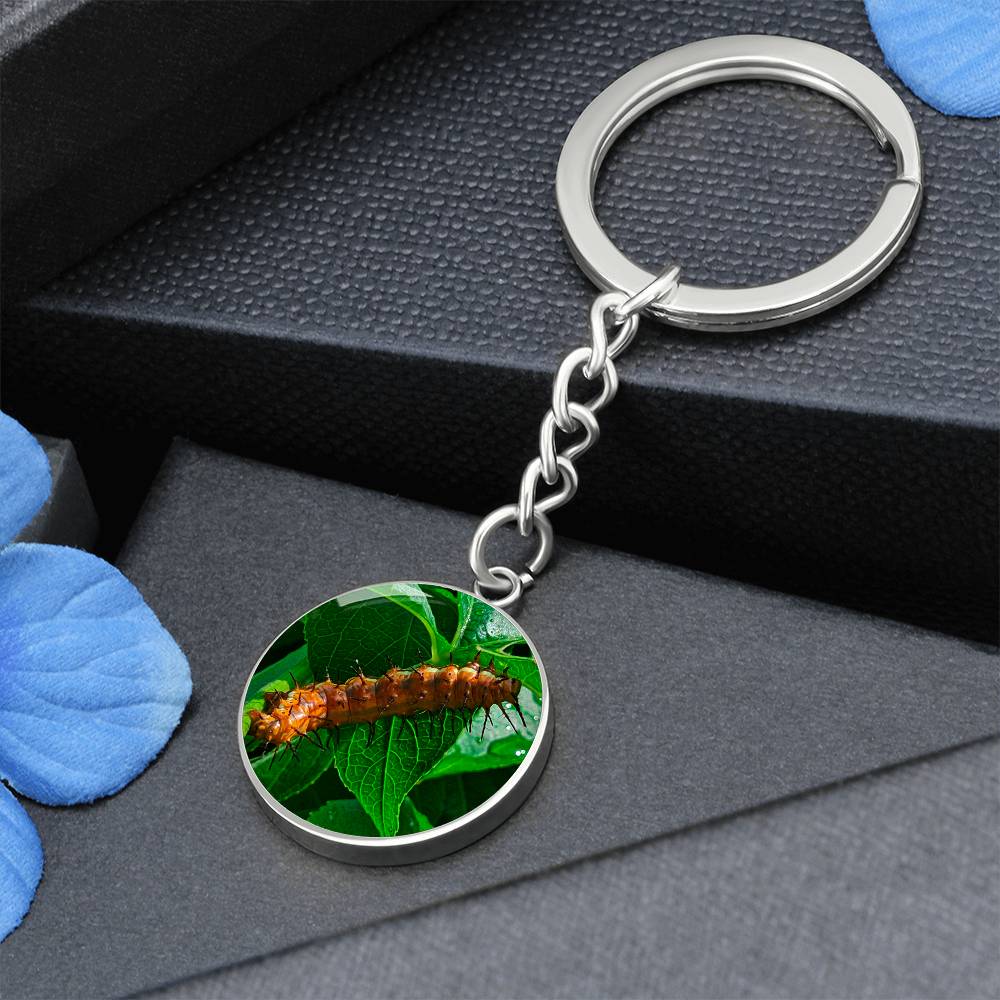 Passion Butterfly Caterpillar Luxury Keychain