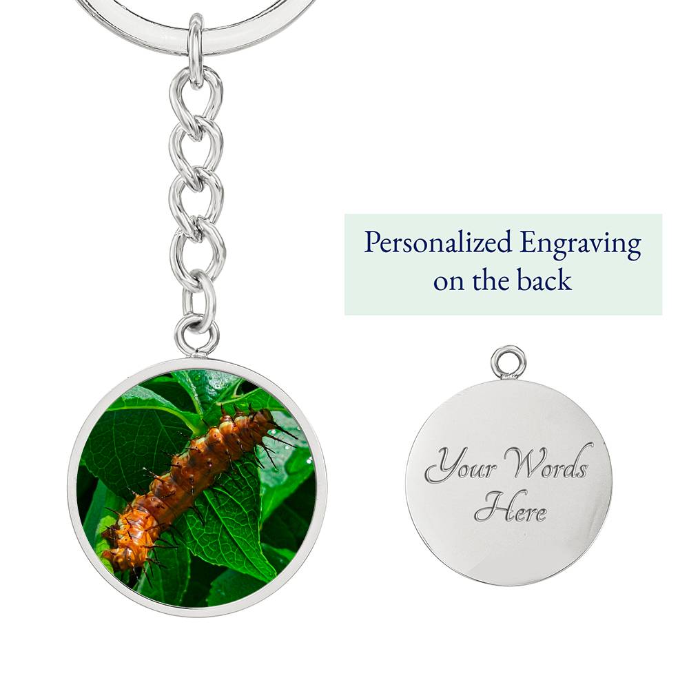 Passion Butterfly Caterpillar Luxury Keychain