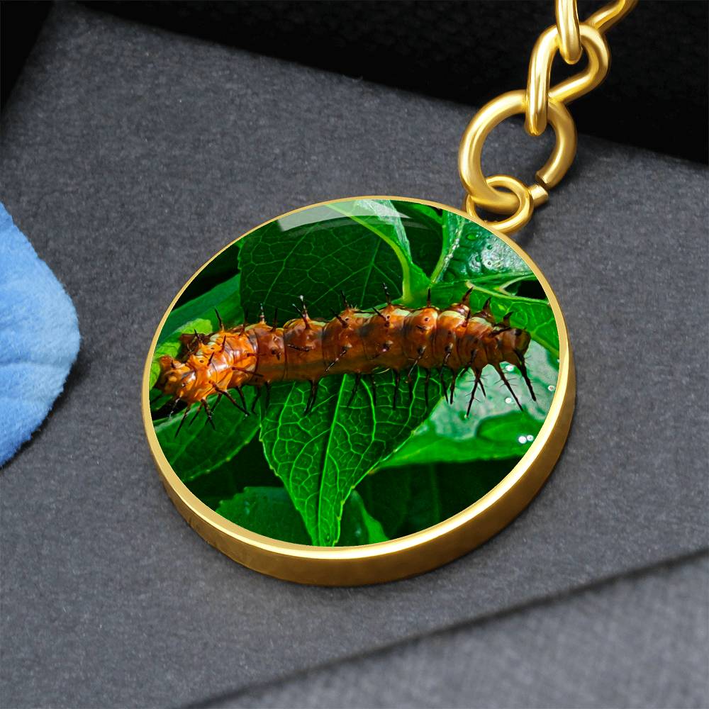 Passion Butterfly Caterpillar Luxury Keychain