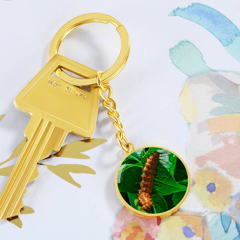 Passion Butterfly Caterpillar Luxury Keychain