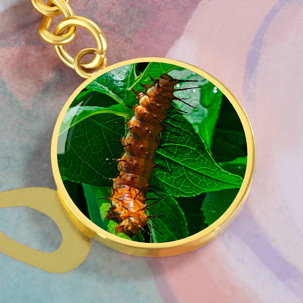 Passion Butterfly Caterpillar Luxury Keychain