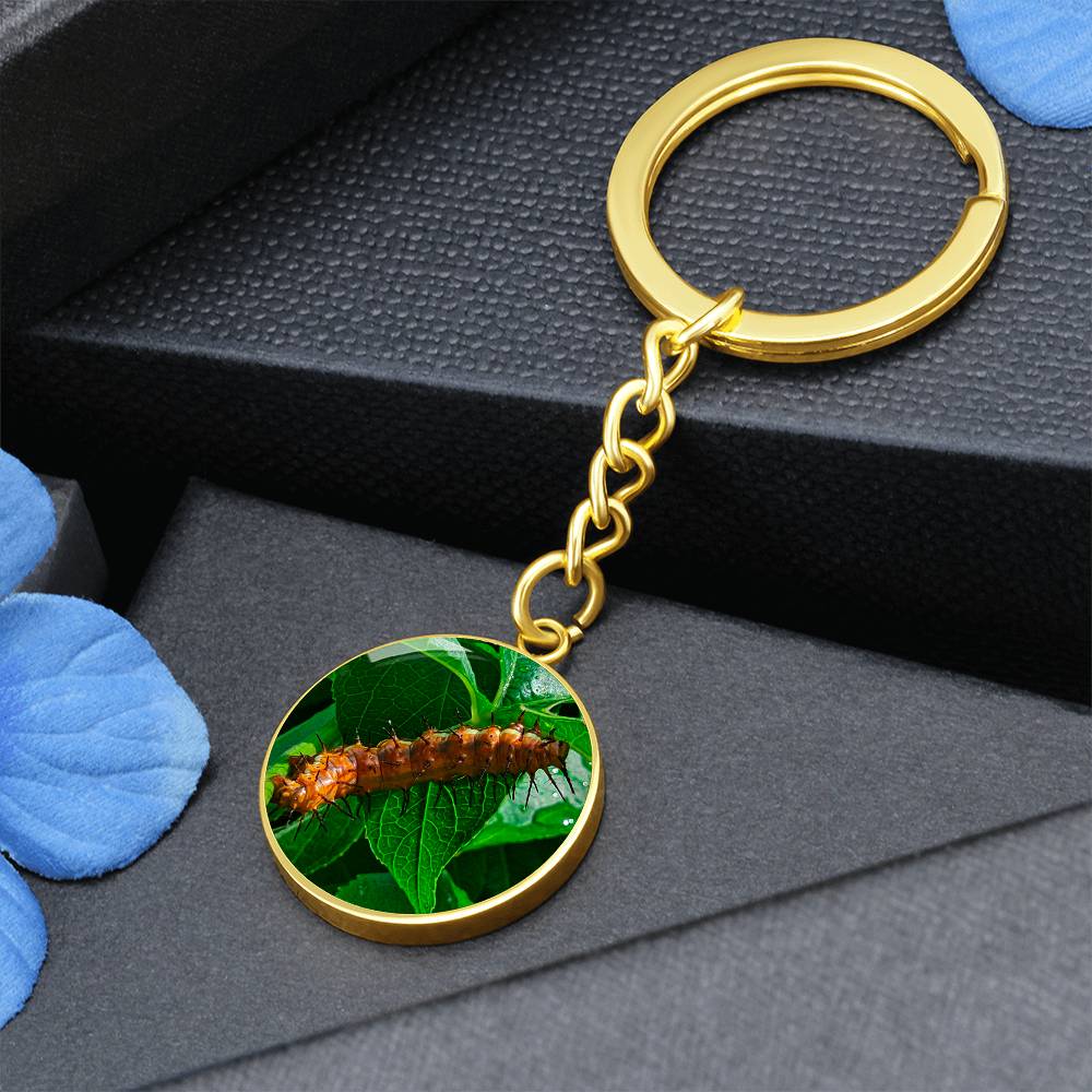 Passion Butterfly Caterpillar Luxury Keychain