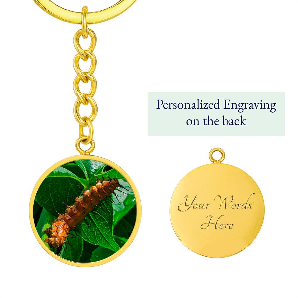 Passion Butterfly Caterpillar Luxury Keychain